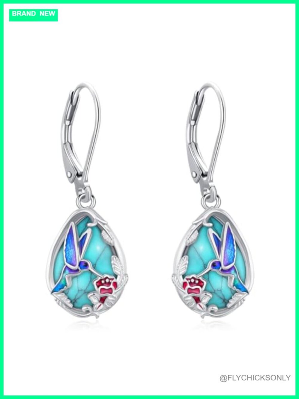 Sterling Silver Dangle Earrings Turquoise Leverback Drop for Women
